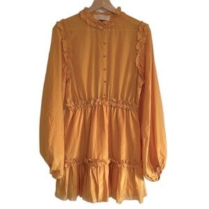 Keepsake The Label Long Sleeve Coquette Mini Dress Women’s Size 4 Silk Yellow